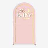 Lofaris Pink Gold Glitter Moon Baby Shower Arch Backdrop